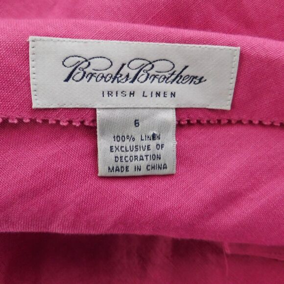 Brooks Brothers Womens Irish Linen Tunic Top Blouse Long Sleeve Pink Size 6 - Picture 3 of 5